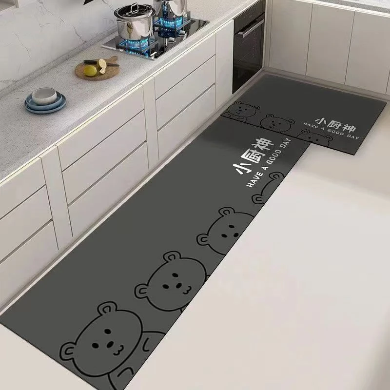 厨房地垫硅藻泥防滑吸水吸油耐脏脚垫长条垫子浴室卫生间纯色防摔