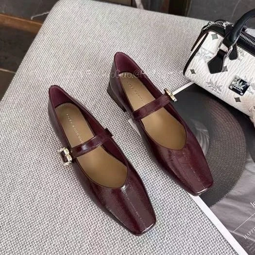 新款方头低跟软底单鞋8938-15