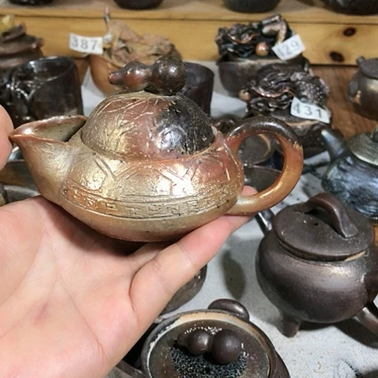 瓷片琥**人粗陶的福禄龟宝瓶