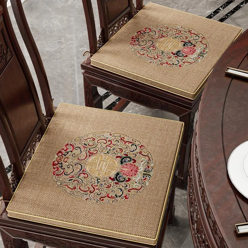 新中式实木餐椅坐垫软包餐桌椅子垫防滑座垫红木茶椅椅垫四季通用