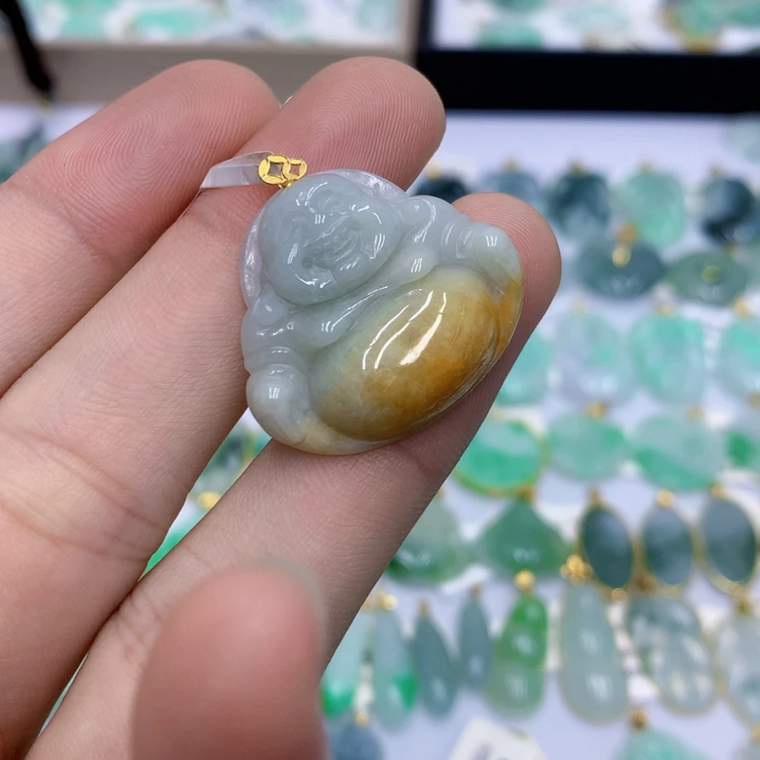 翡翠银S925镶嵌颈饰佛公