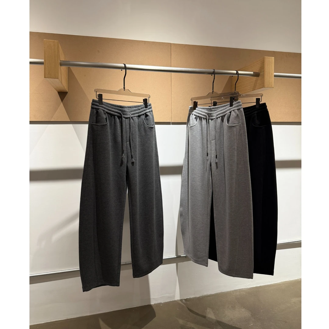 定制【绵羊毛】重磅过冬加绒加厚卫裤立体廓型松紧腰立裁长裤5951-4