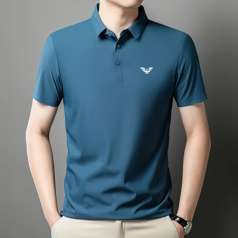 新款男士POLO衫夏季新款冰丝透气短袖T恤中老年商务休闲百搭半袖
