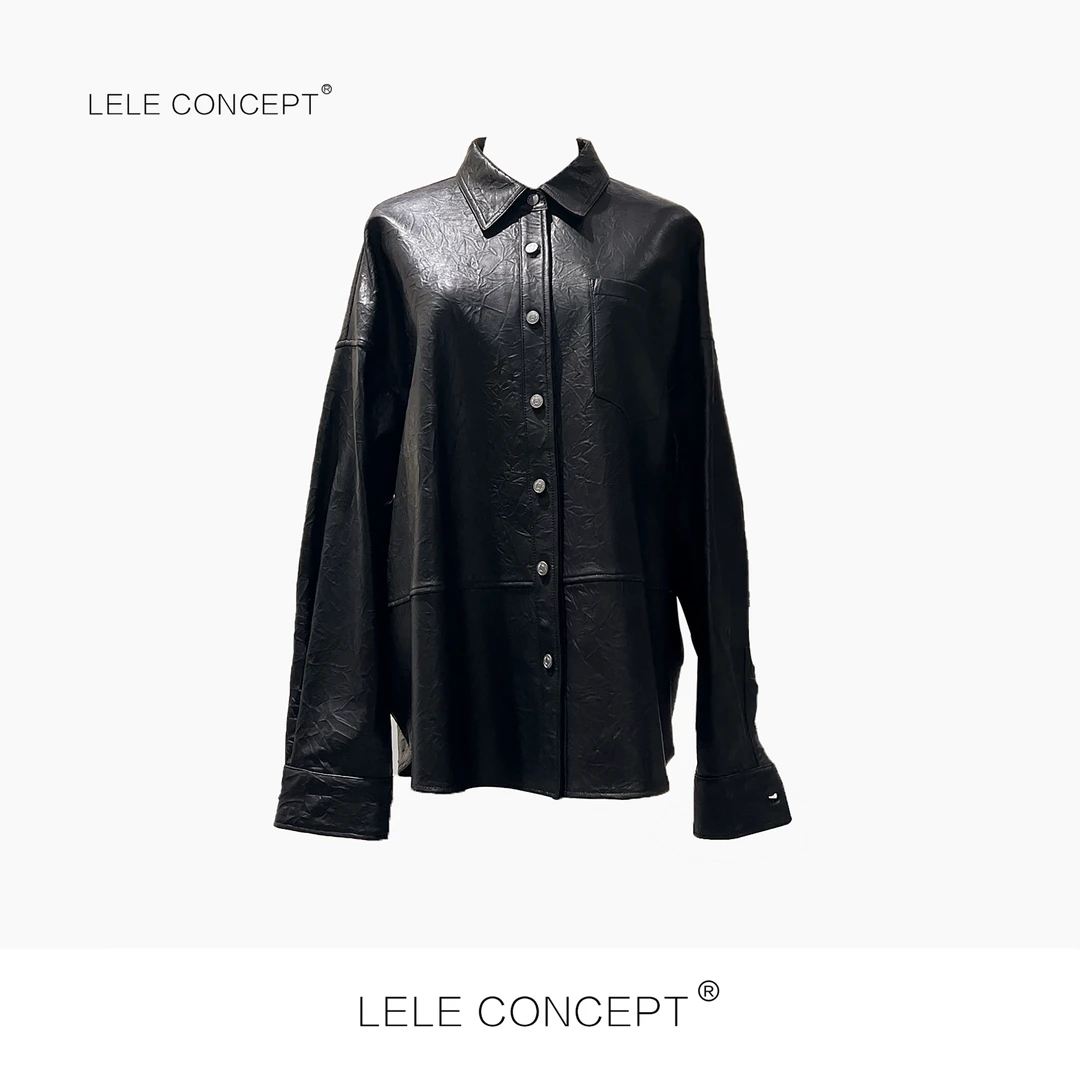 LELE CONCEPT｜「夭夭」 时尚百搭单兜皮衬衫P0031