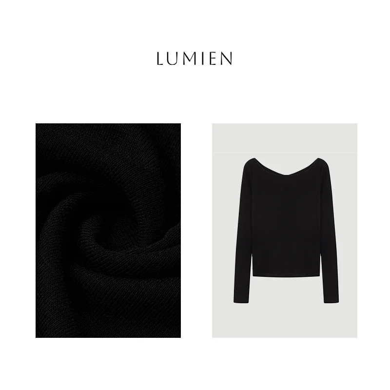 【LUMIEN】气质纯色后背镂空设计感内搭长袖羊毛小衫女LX4LTT056