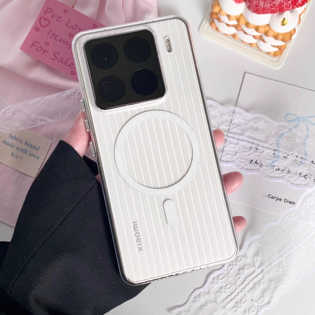 瓦楞条纹适用小米15Pro手机壳15SPro透明磁吸小米14Pro全包防摔