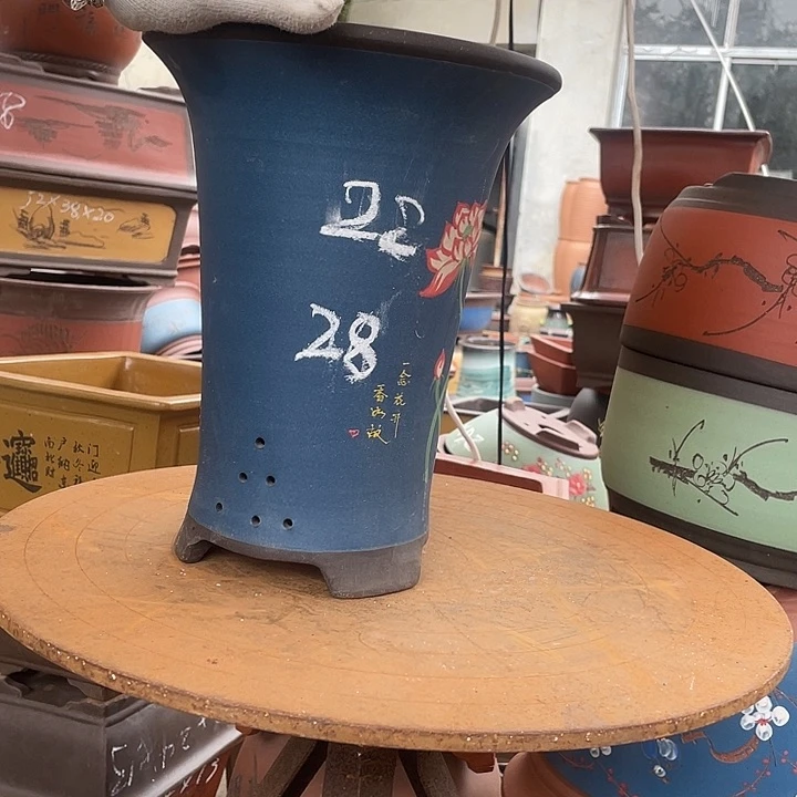 蓝一念花开大兰花盆花盆紫砂花盆