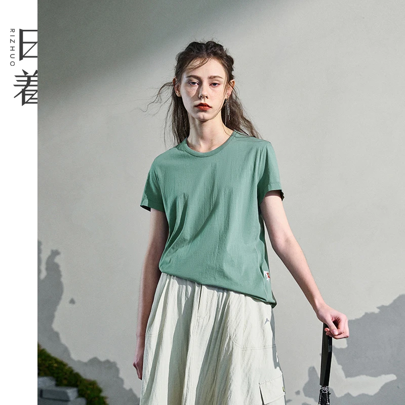 日着侠2025夏季新款纯棉正肩短袖T恤多巴胺显瘦上衣女RD2379T2