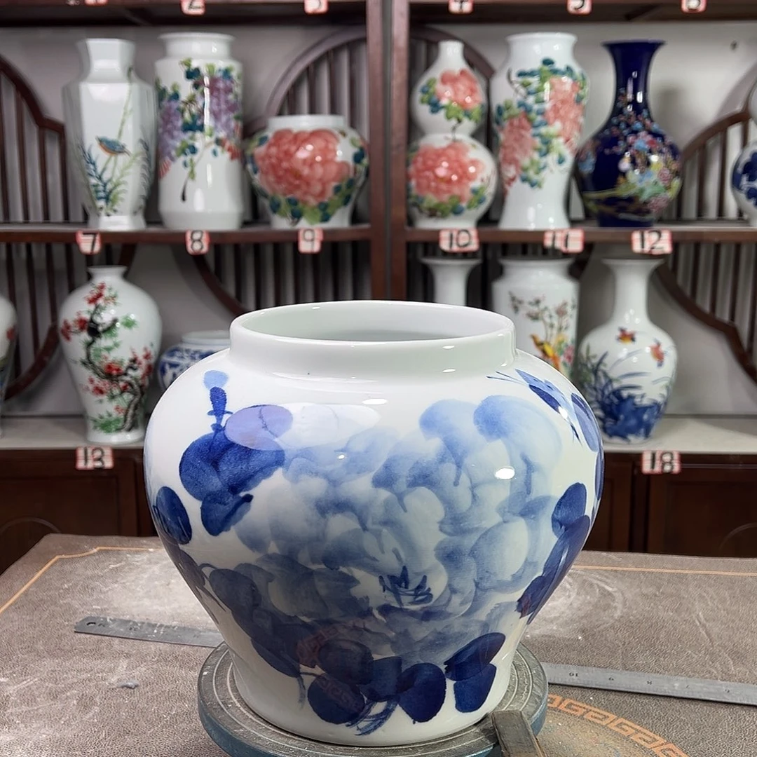 陶摆件景德镇陶瓷大口青牡