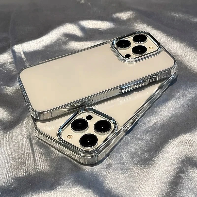 奥菲顿电镀透明金属按键适用iphone16/15透明手机壳12苹果14/13套
