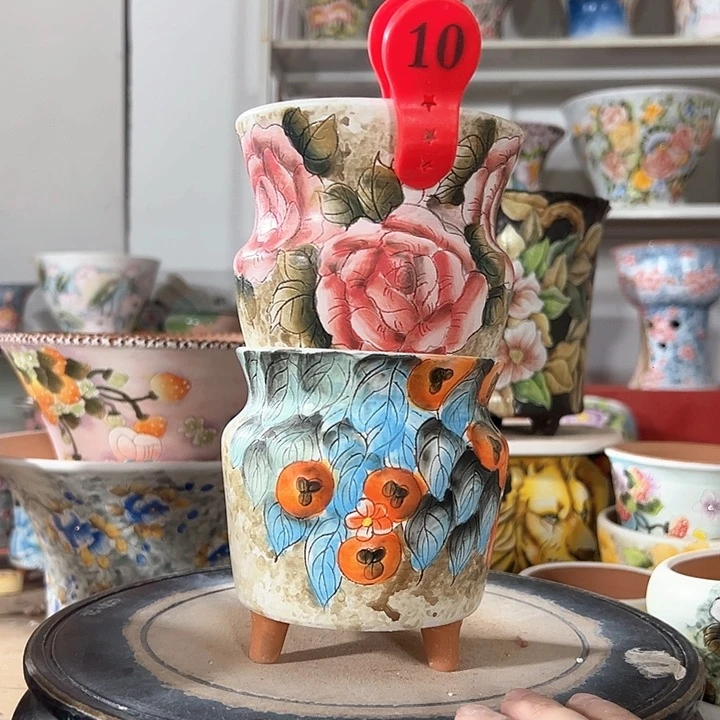 景德镇手绘花盆满38包邮~**哒