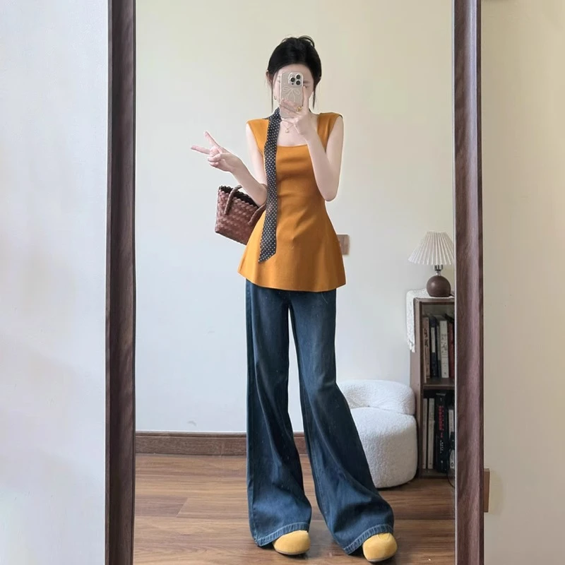 绝美漂亮吊带背心女夏季外穿2025新款设计感小众辣妹无袖掐腰上衣