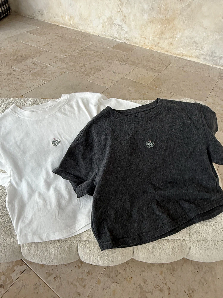 「软糯天花板」刺绣软糯短袖可爱绣花圆领打底T恤