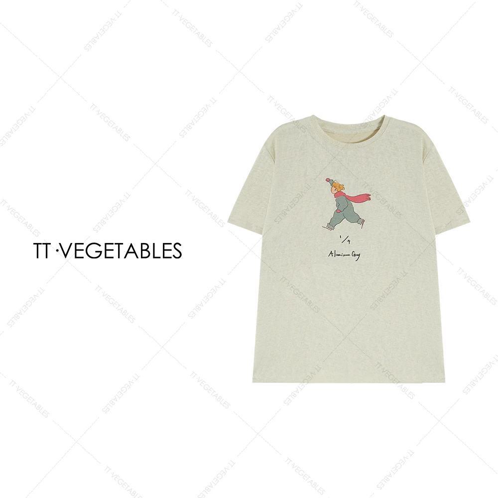 清欢  女T恤短袖ins潮牌卡通休闲款时尚百搭短袖圆领T恤511641