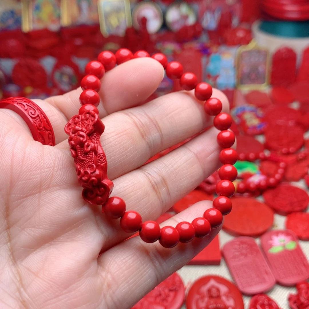 天然辰砂工艺品朱砂如意手串