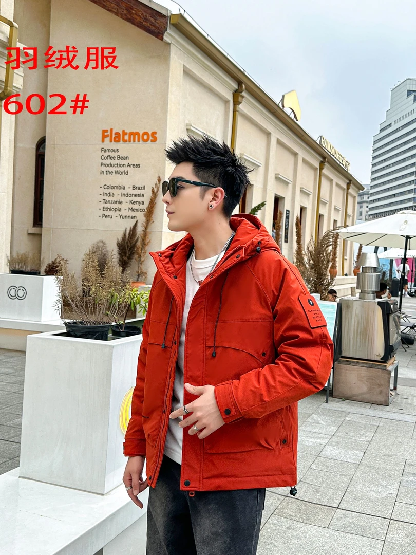 冬季新款纯色创意图案小标潮流时尚休闲连帽棉外套袁602*东2