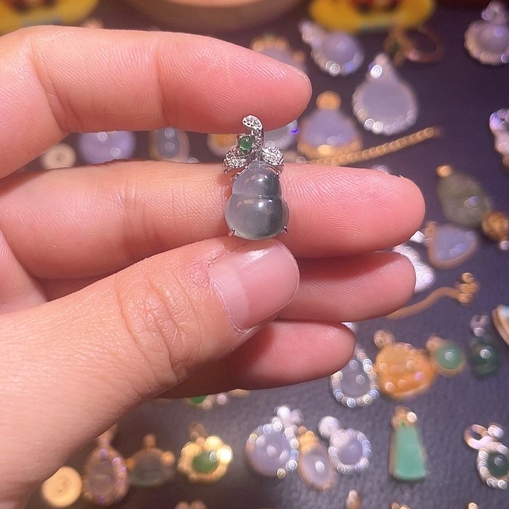 翡翠银S925镶嵌吊坠(不含链)天然翡翠