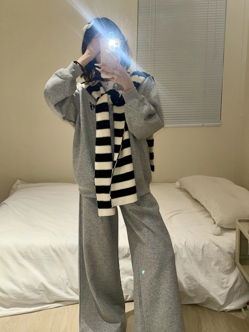 【DMXJ大梦想家】慵懒风假两件睡衣女秋季新款披肩长裤三件套家居服