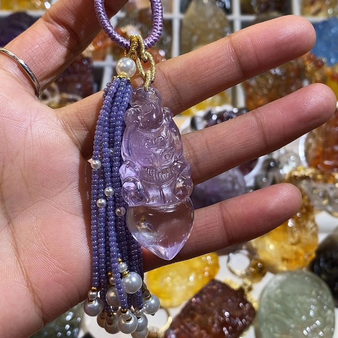 女****紫晶颈饰银S925镶嵌水晶