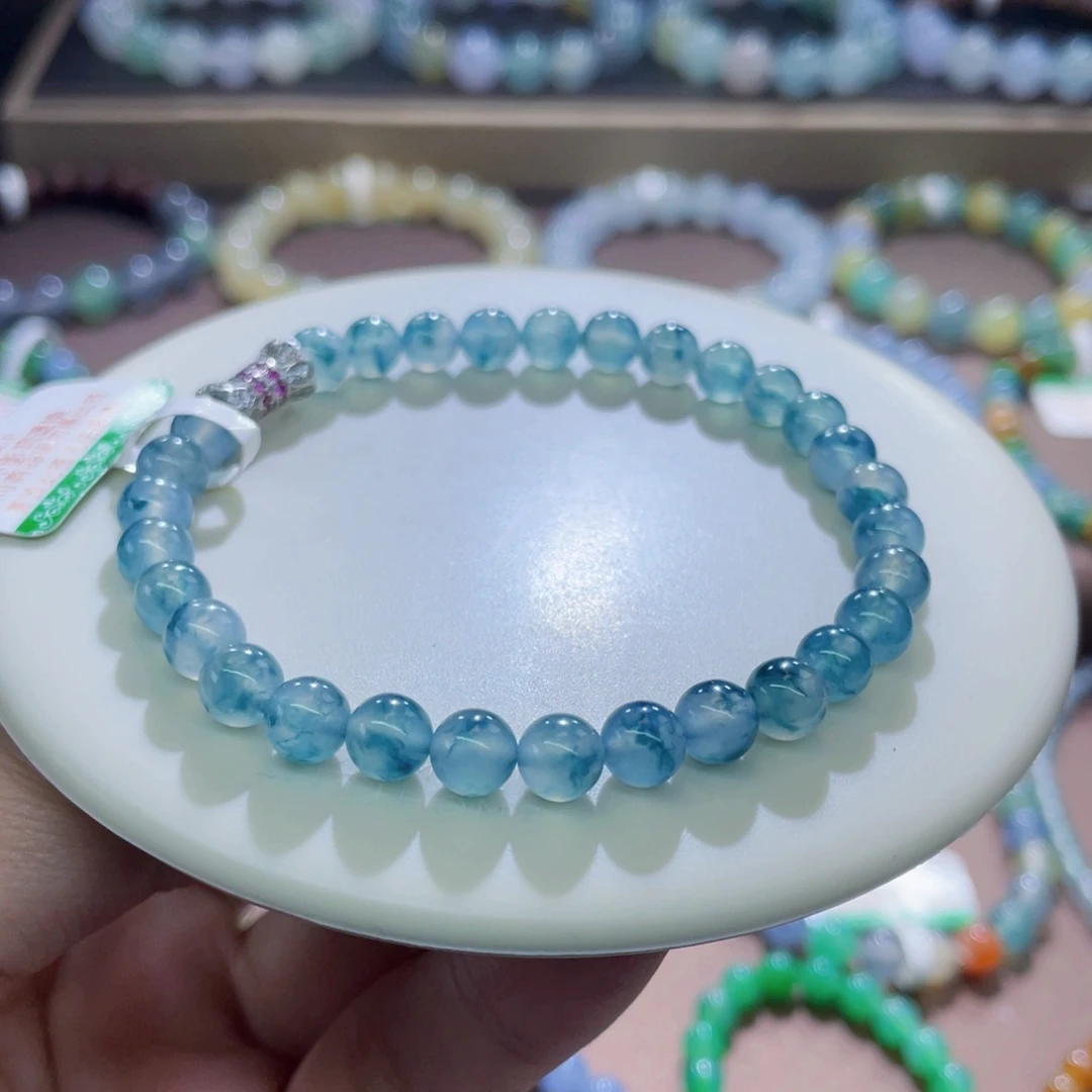 未镶嵌手链翡翠蓝精灵飘花