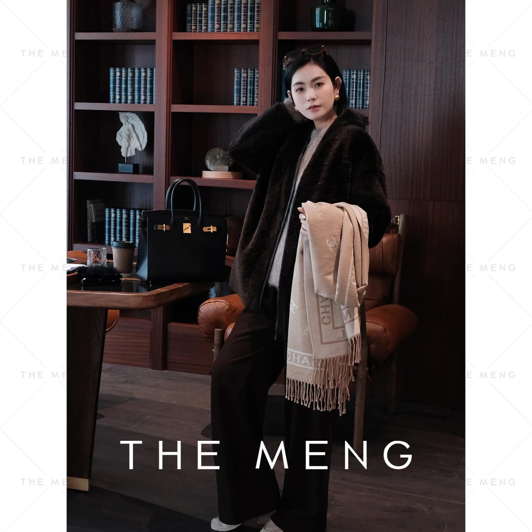 THE MENG【釜山】Lacon拉贡胎羊皮毛一体毛通勤皮草外套#M244A0031