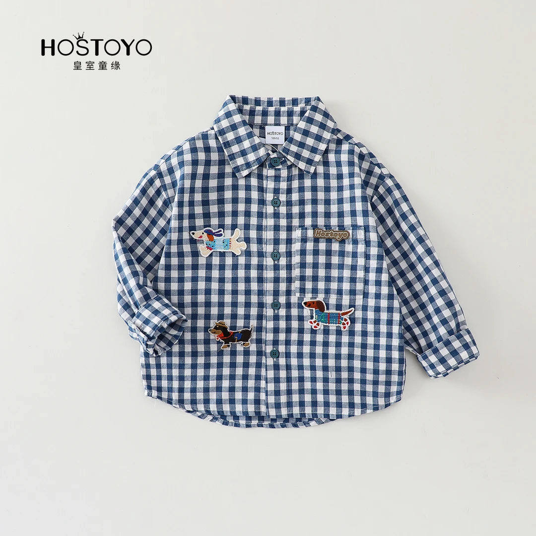 皇室童缘2025秋季新款男女童时尚百搭格子衬衫17330234005