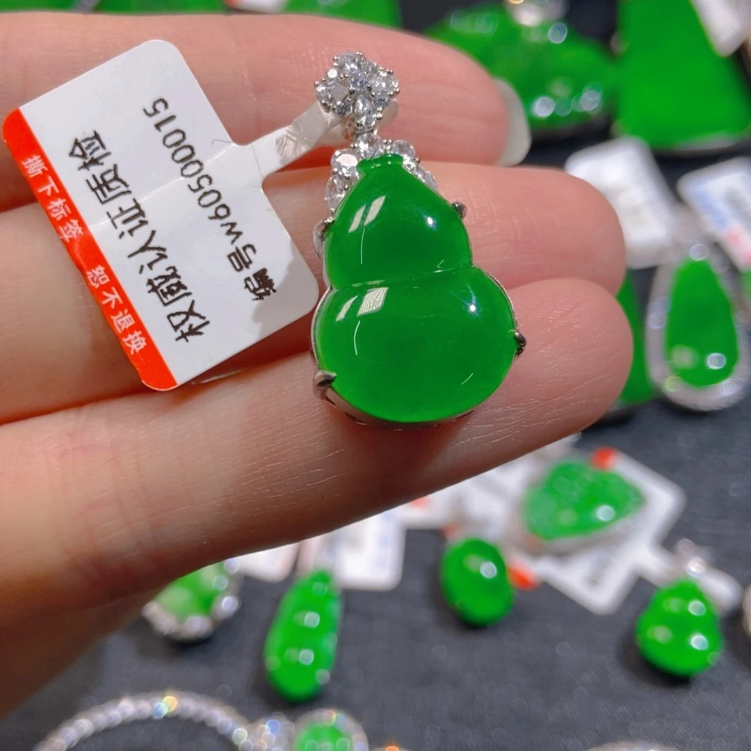 翡翠银S925镶嵌吊坠(不含链)