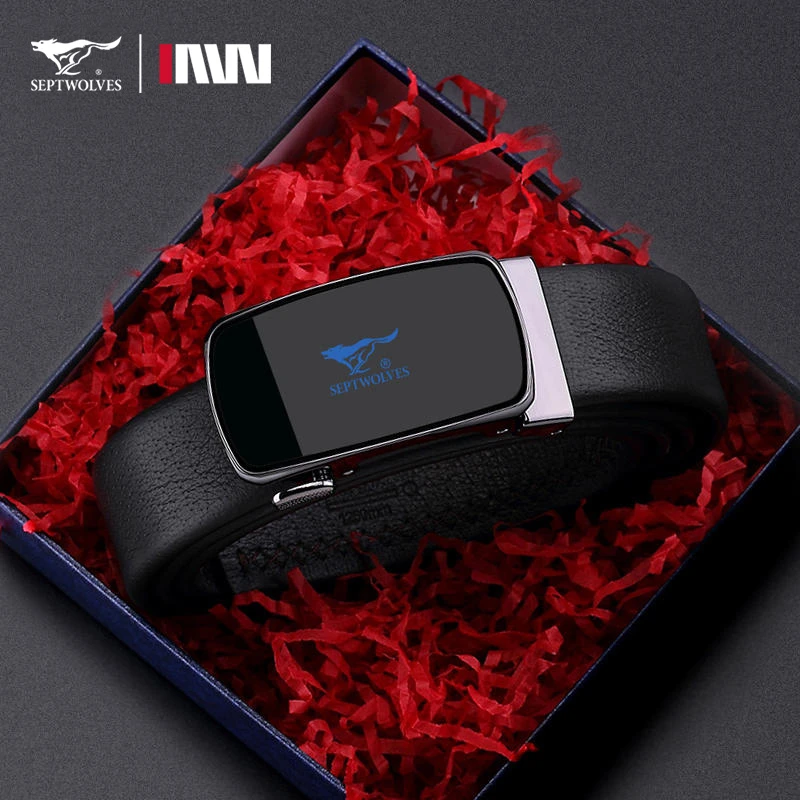 七匹狼男士皮带真皮正品自动扣腰带商务青年头层皮裤带欧若智性风