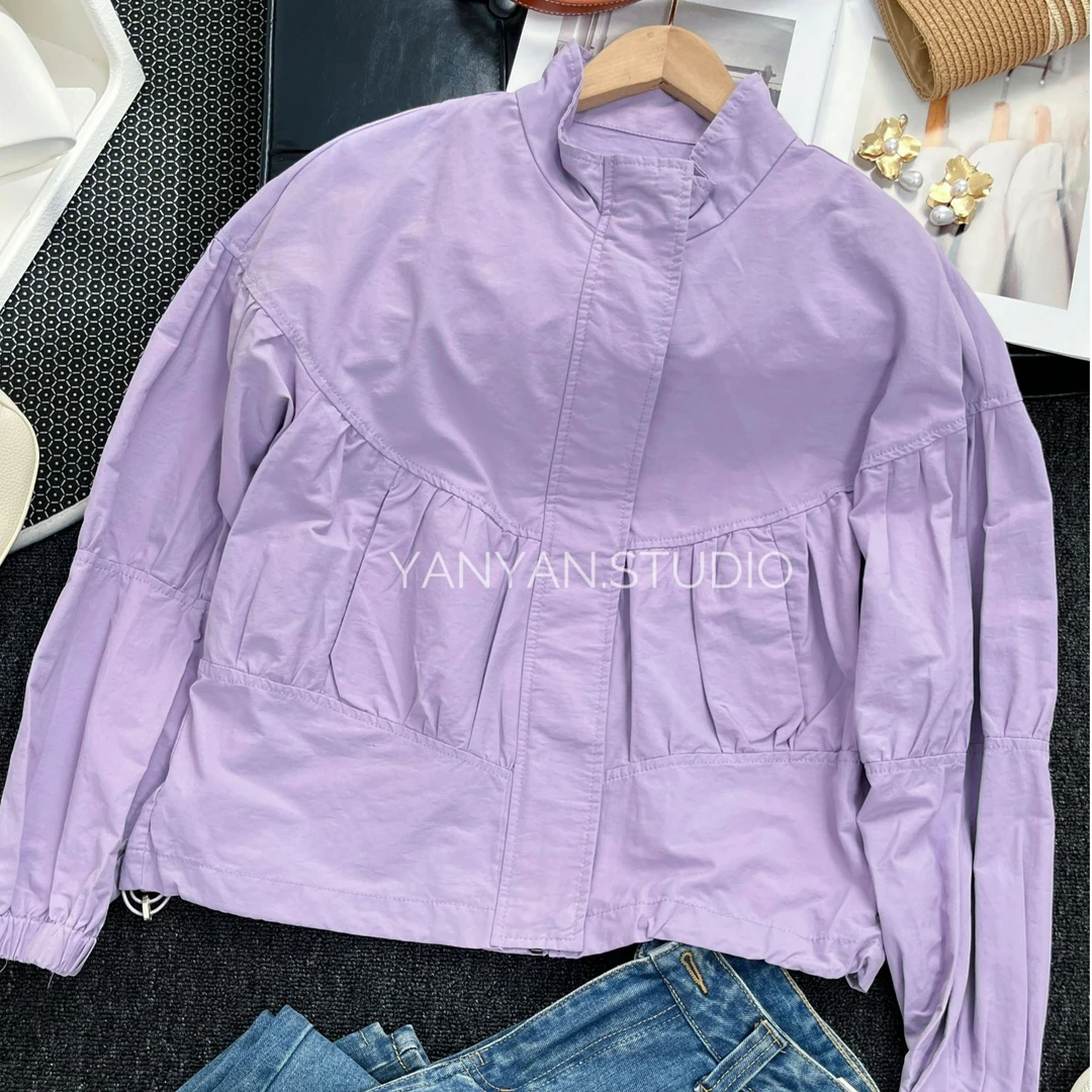 721 2025春季新款立领宽松舒适糖果色拉链休闲外套23256