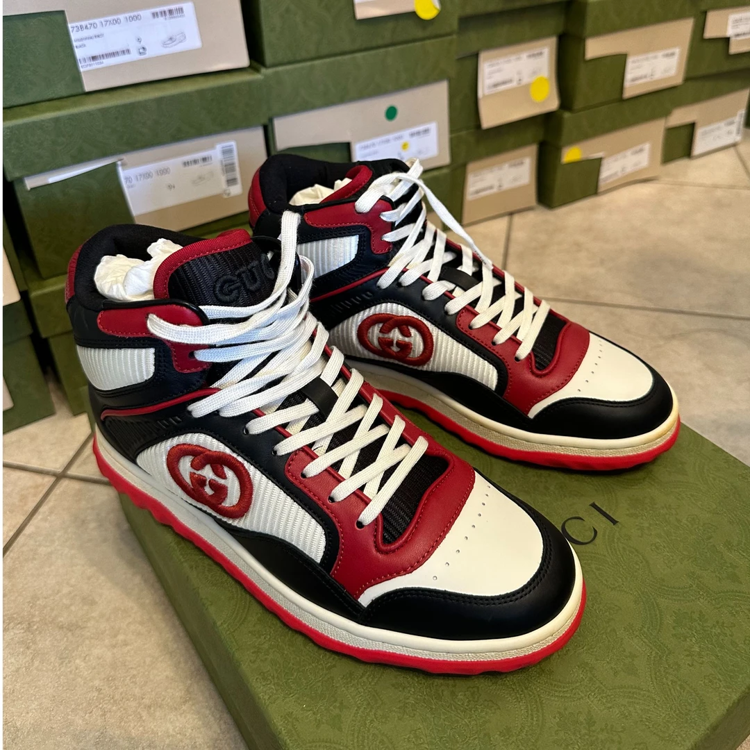 GUCCI/古驰经典圆头刺绣logo拼色休闲鞋男款