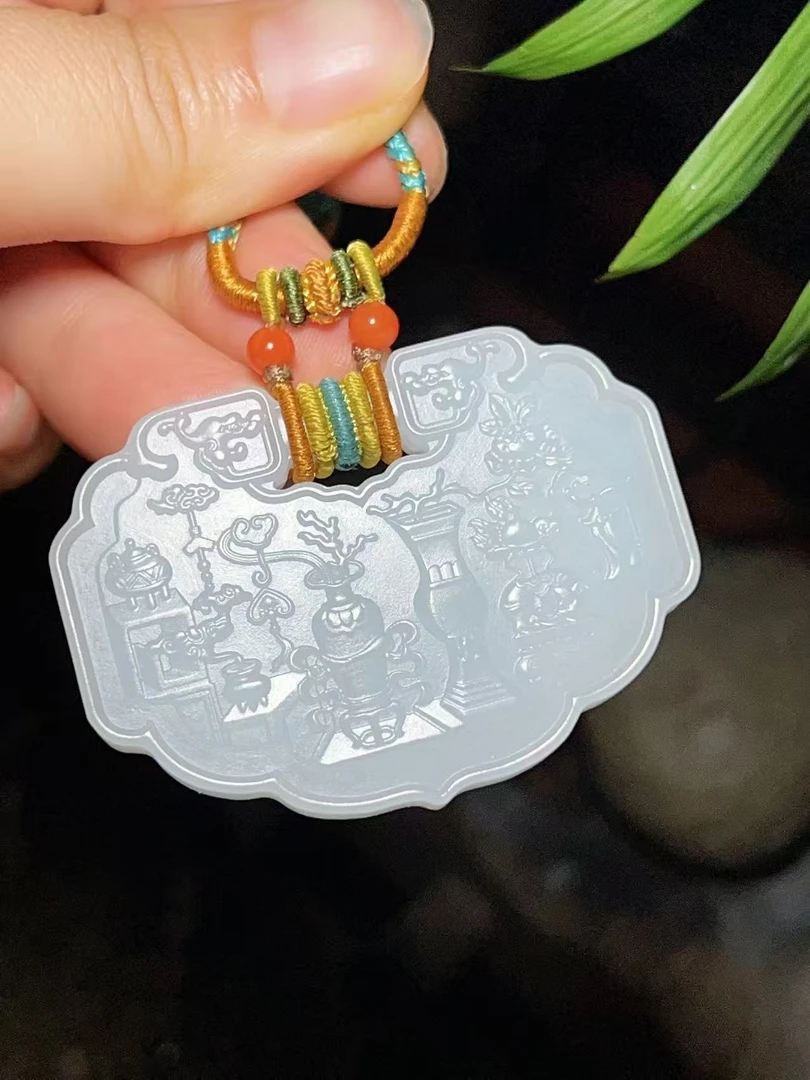 凤戏牡丹 和田玉手工精美雕刻