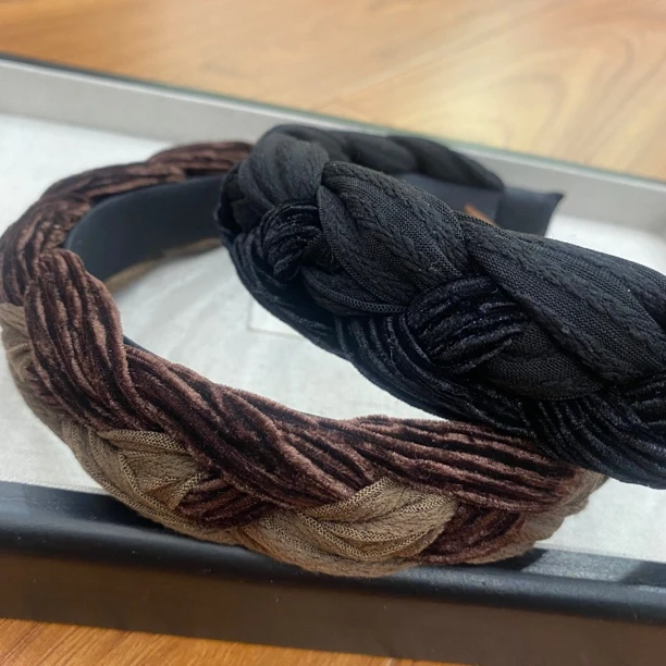 韩国 东大门 高级编织拼色高颅顶发箍