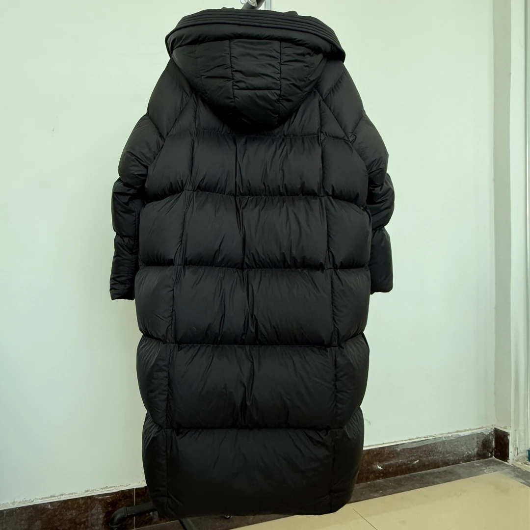 长款连帽龟背加厚羽绒服