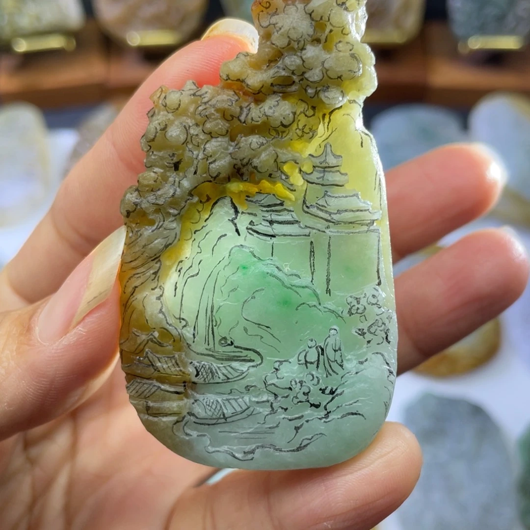 定制翡翠未镶嵌山水