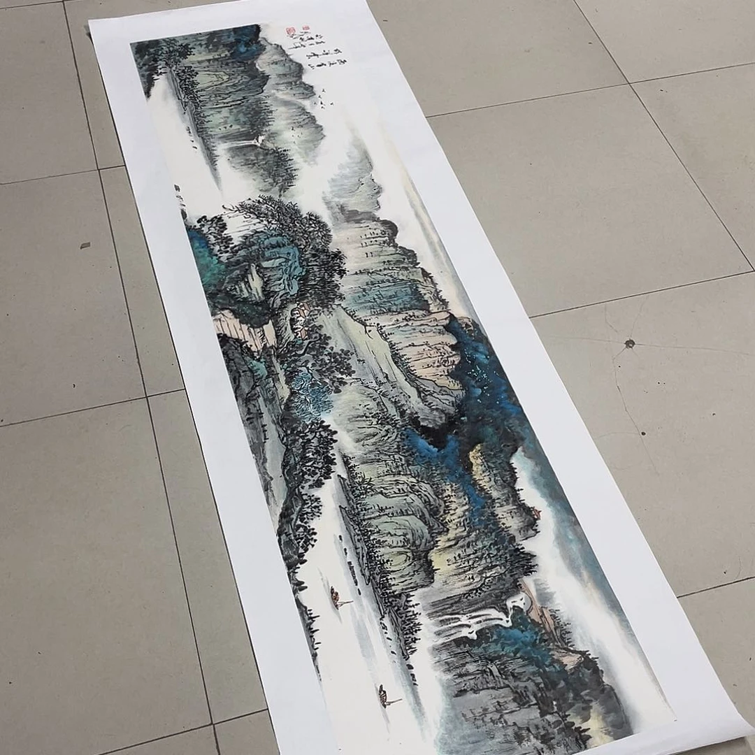 国画六尺对开180.50画芯 捡漏