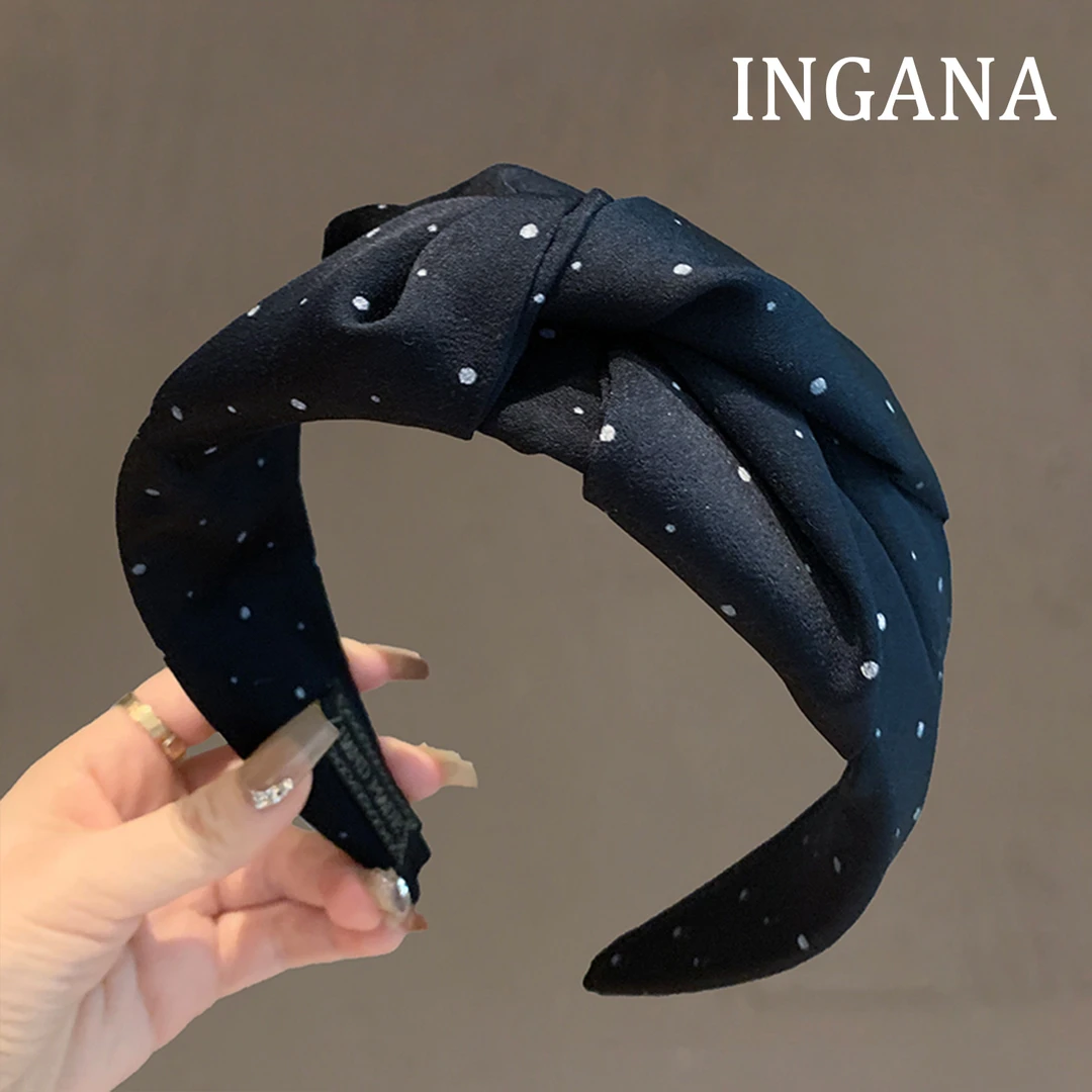 日韩高级感缎面波点发箍气质百搭外出洗脸头箍洋气高颅顶压发捆女