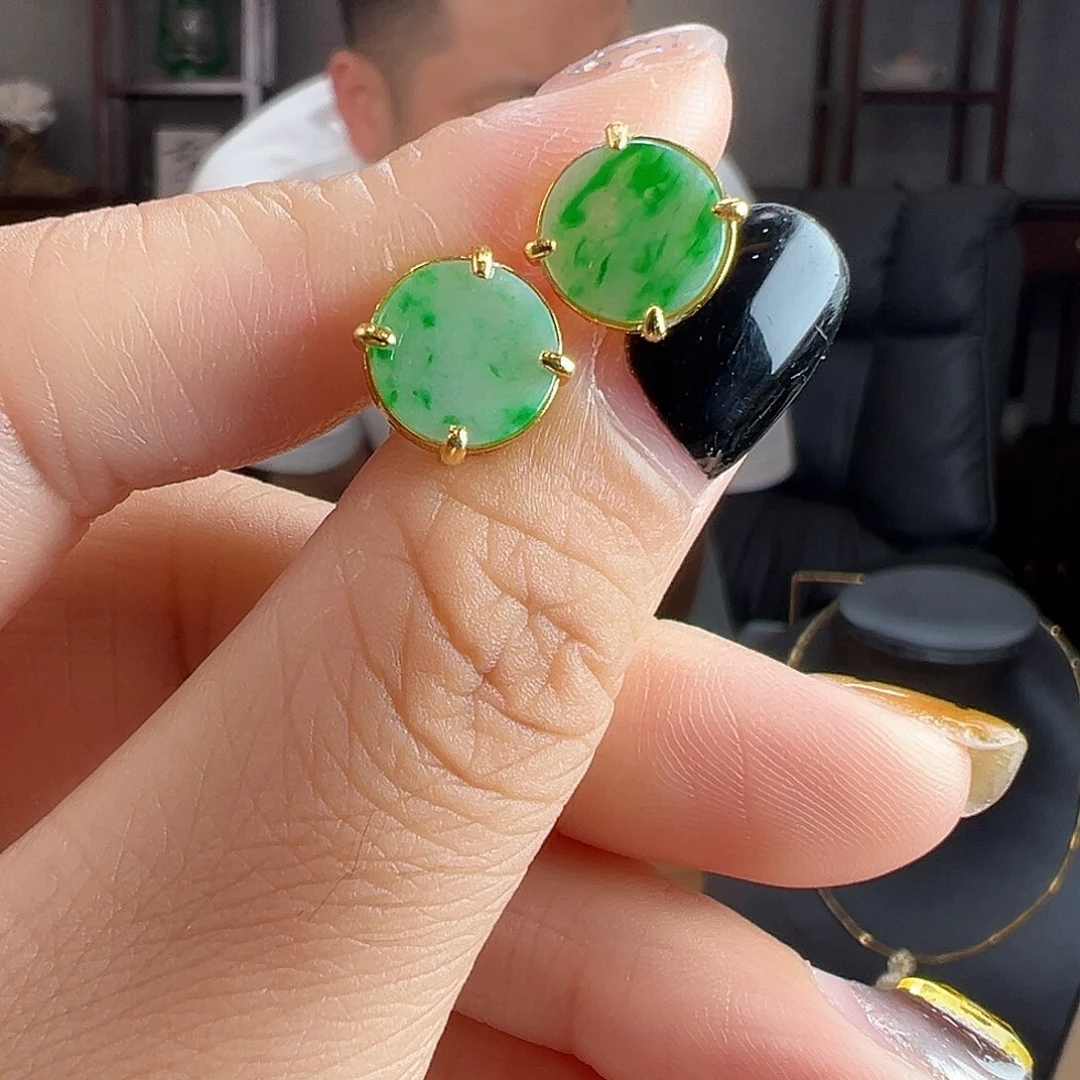 翡翠银S925镶嵌耳饰耳环69