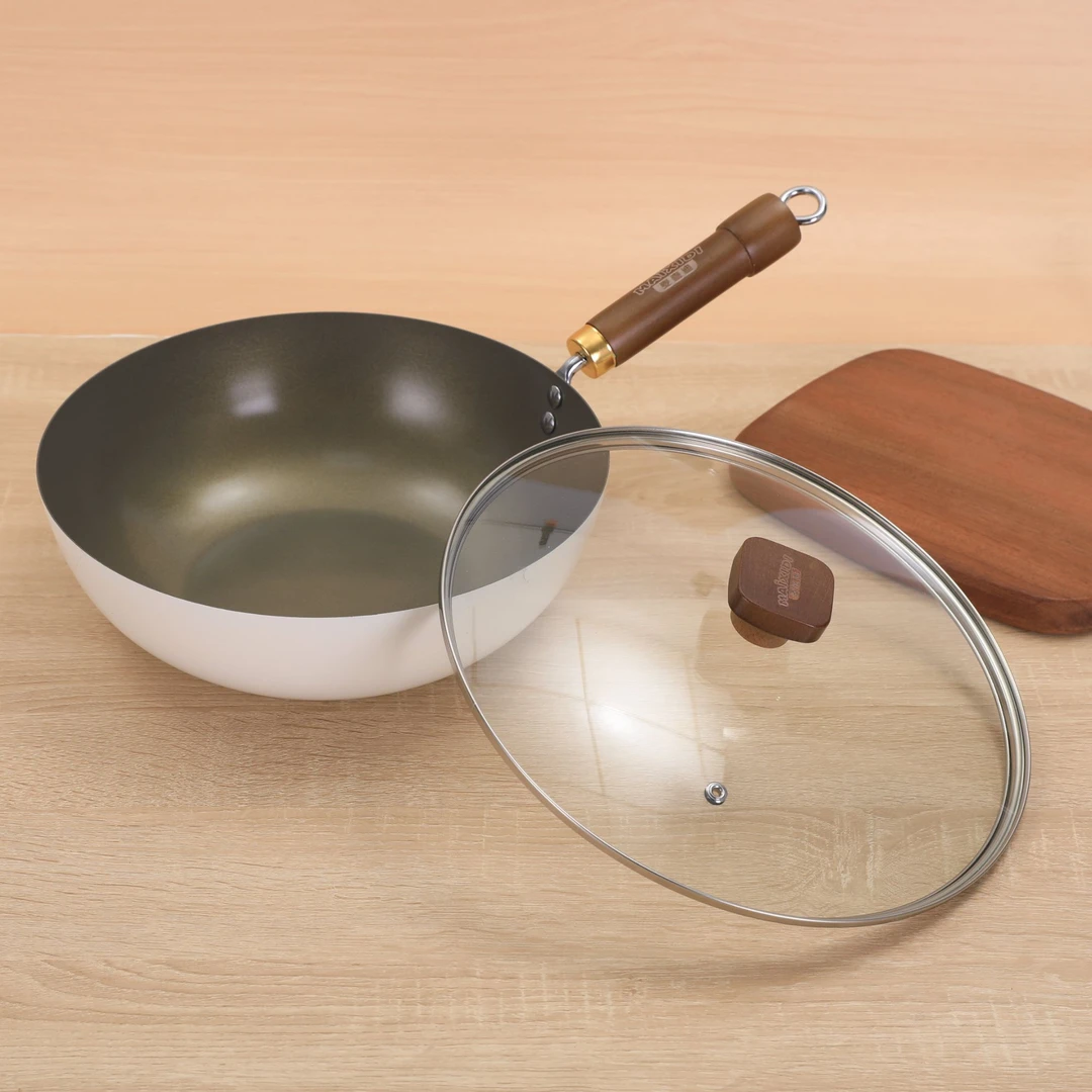 28CM钛陶瓷釉不粘锅炒菜锅不生锈燃气灶明火电磁炉通用枫-YY