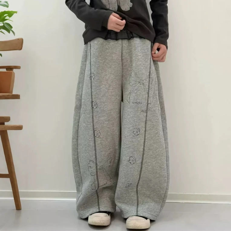 儿童裤子2025秋季新品女童5218蝴蝶结印花款中大童韩版弯刀卫裤