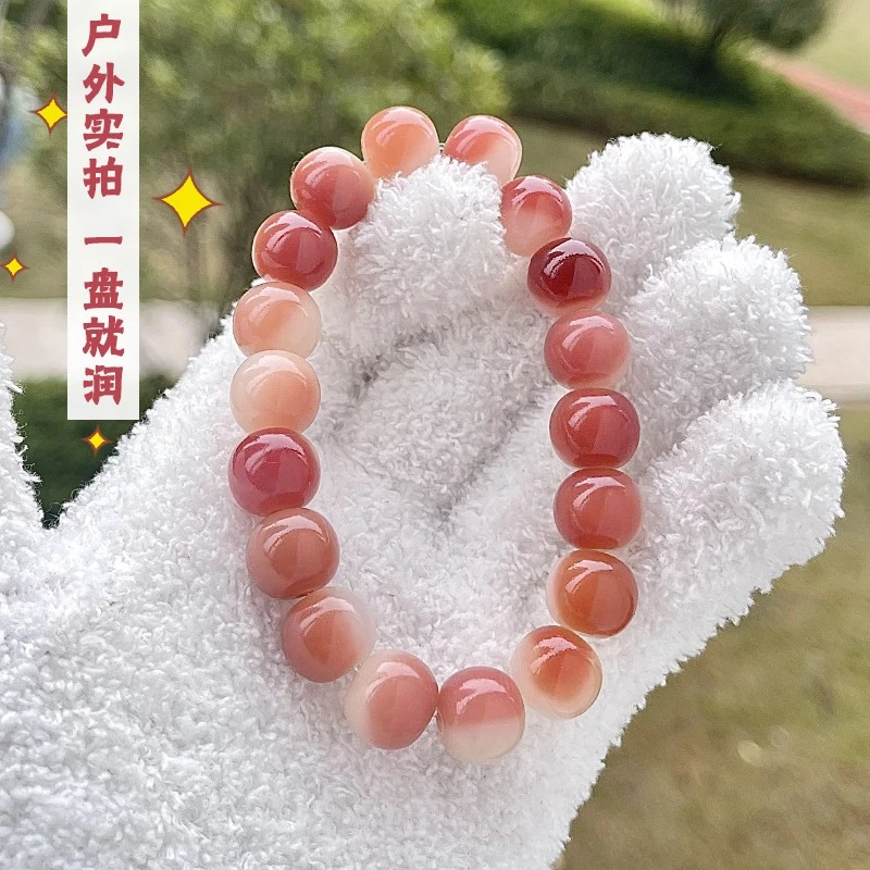 小红书粉紫菩提根手串女绕指柔文玩菩提子佛珠男学生盘玩手链