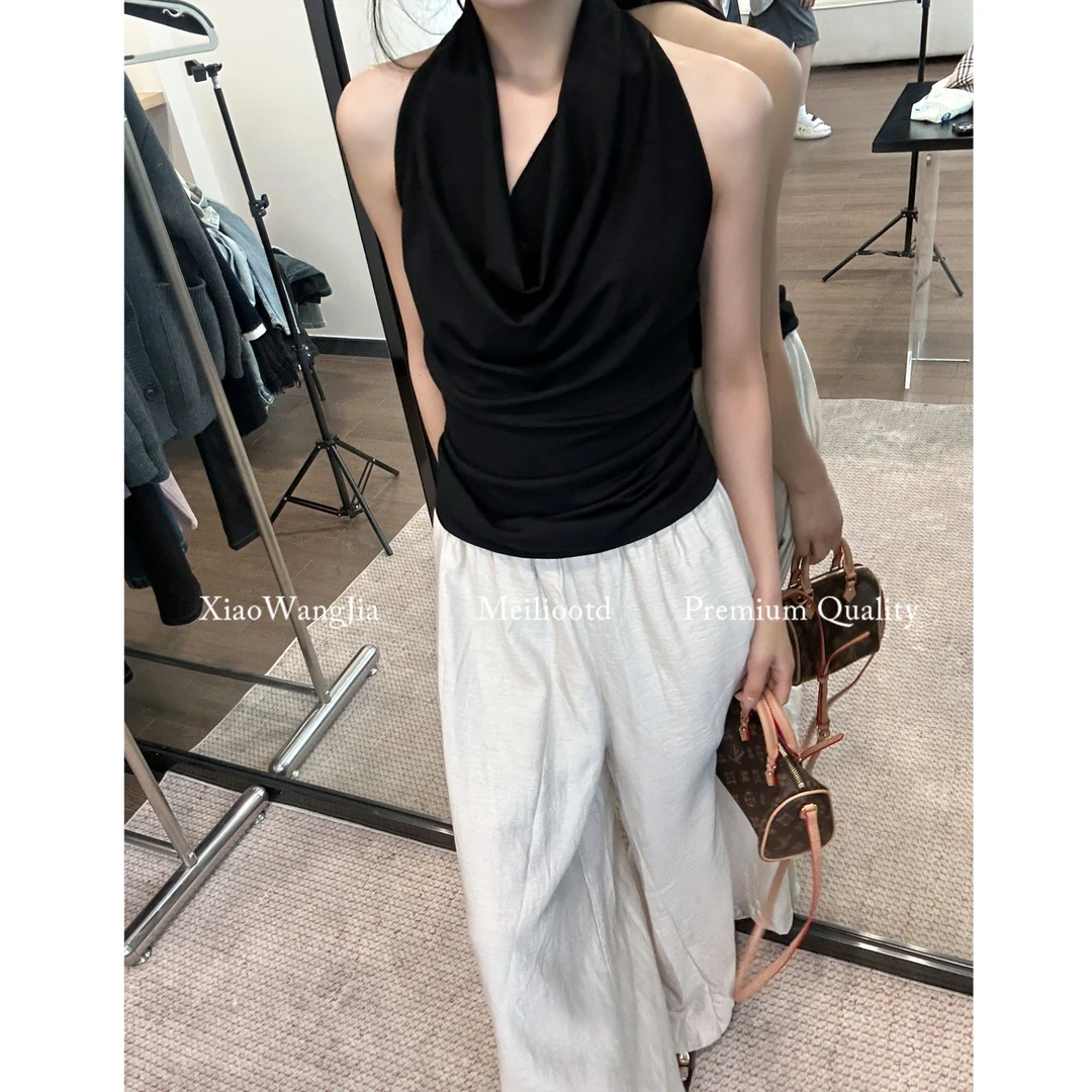 小王家/MEILI法式辣妹风百搭背心吊带气质女士短款显瘦挂脖上衣