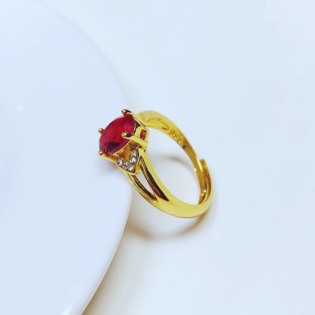 【侯总大气】石榴荭金色原创设计复古活口戒-107