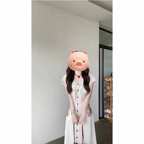 法式复古优雅绣花系带连衣裙女夏季2025新款文艺气质收腰长裙