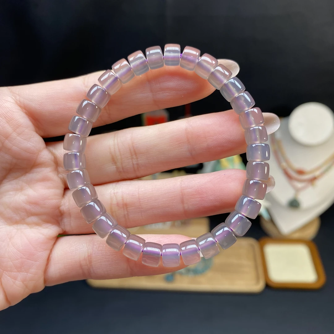 【烟紫玛瑙7m手串】A602烟紫直切素圈手串简约百搭时尚