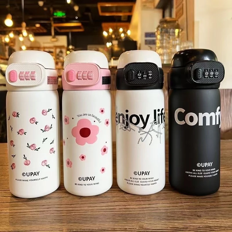 密码锁保温杯儿童水杯男孩女孩上学水杯316不锈两用杯子生日礼物