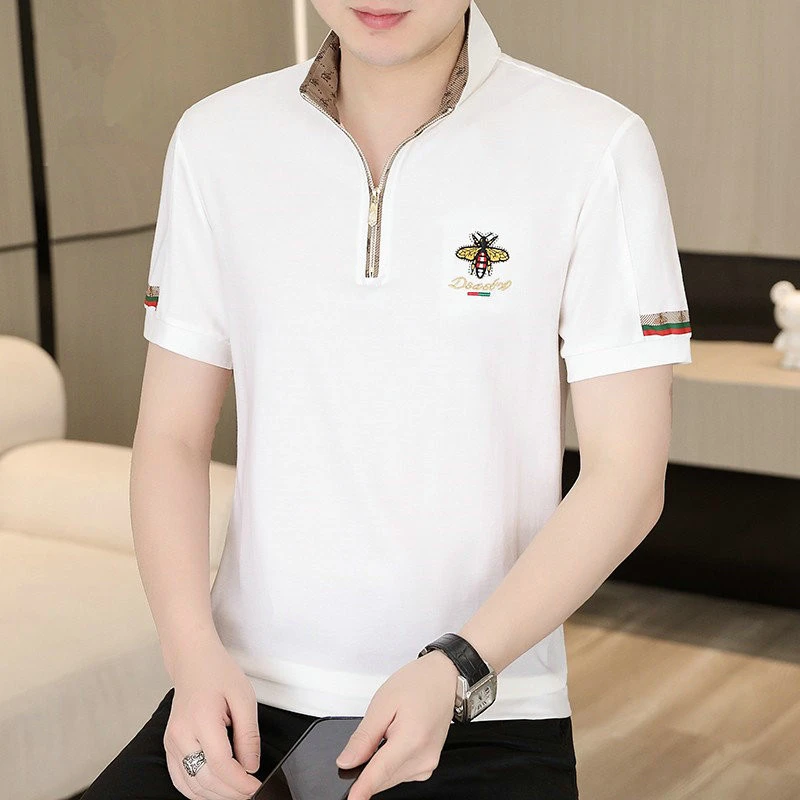 HAMOLENA欧货轻奢短袖T恤半拉链男士夏季新款立领休闲透气POLO衫