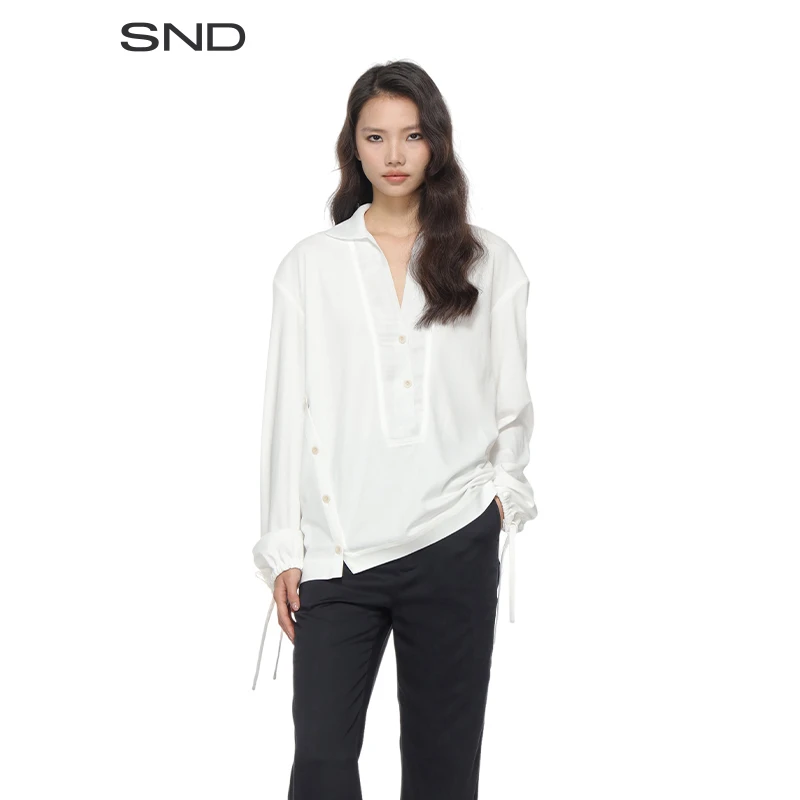 【YINGPEI STUDIO 设计师品牌】SND SS25 领口拼接抽绳衬衫 百搭