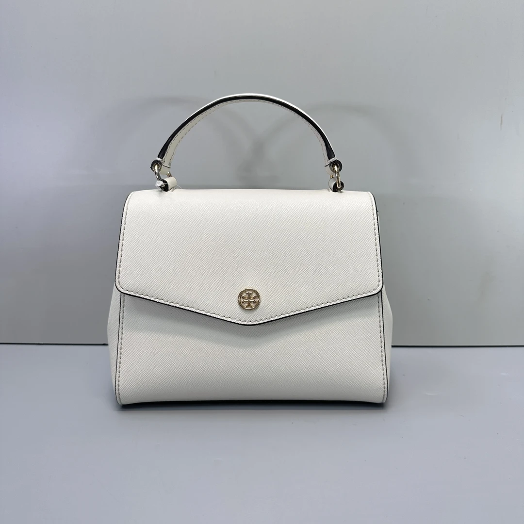 90新 TORY BURCH/汤丽柏琦 robinson白色小手提20x16x8cmM021901