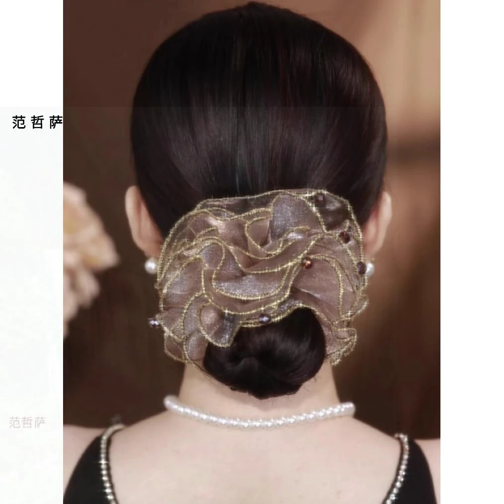 超大号黑色蓬松发圈女2024新款花苞头绳高弹力大肠发圈皮筋头饰