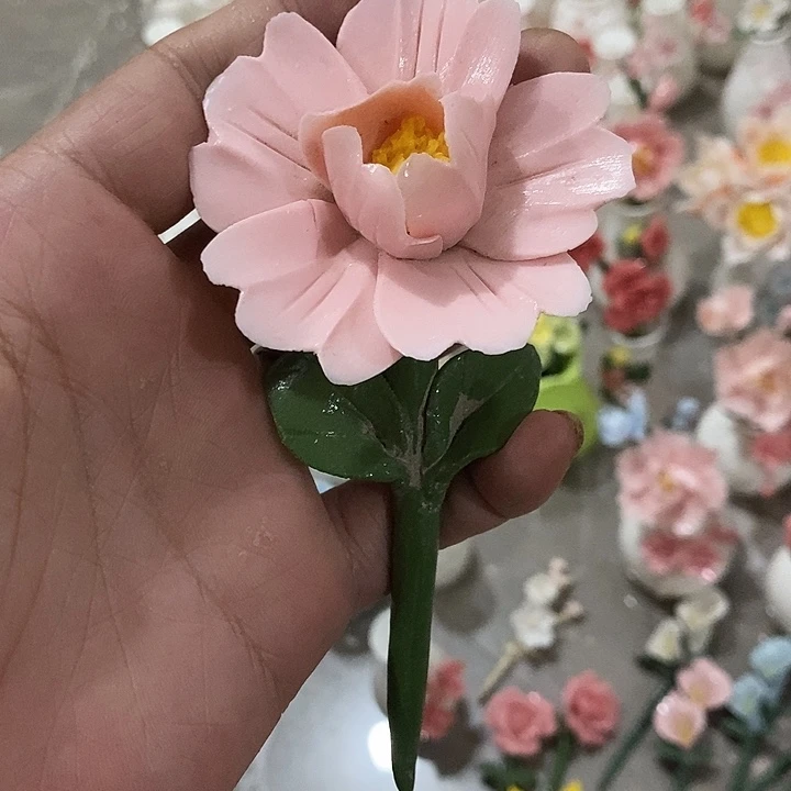 瓷片纯手工陶瓷花摆件瑕